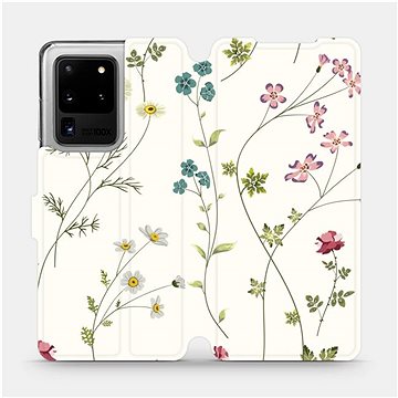 Flipové pouzdro na mobil Samsung Galaxy S20 Ultra - MD03S Tenké rostlinky s květy (5903516171996)