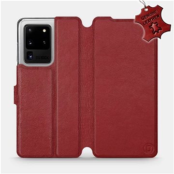 Flip pouzdro na mobil Samsung Galaxy S20 Ultra - Tmavě červené - kožené - Dark Red Leather (5903516172573)