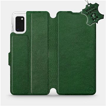Flip pouzdro na mobil Samsung Galaxy A41 - Zelené - kožené - Green Leather (5903516174102)