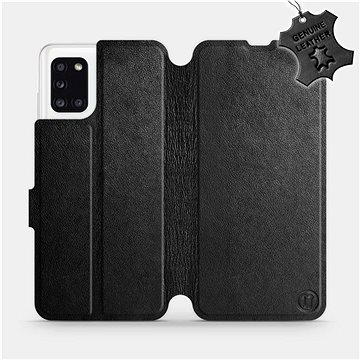 Flip pouzdro na mobil Samsung Galaxy A31 - Černé - kožené - Black Leather (5903516227594)