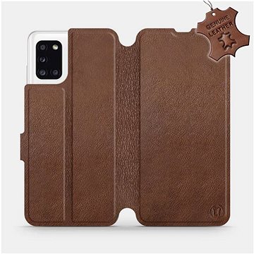 Flip pouzdro na mobil Samsung Galaxy A31 - Hnědé - kožené - Brown Leather (5903516227600)