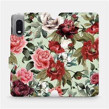 Flipové pouzdro na mobil Samsung Xcover PRO - MD06P Růže a květy na světle zeleném pozadí (5903516239146)