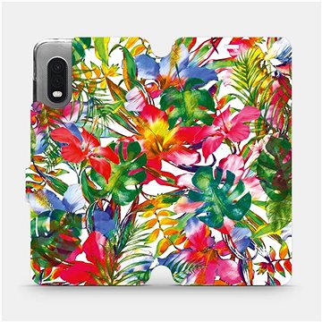 Flipové pouzdro na mobil Samsung Xcover PRO - MG07S Pestrobarevné květy a listy (5903516239528)