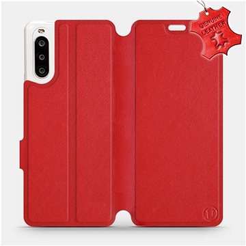 Flip pouzdro na mobil Sony Xperia 10 II - Červené - kožené - Red Leather (5903516241200)