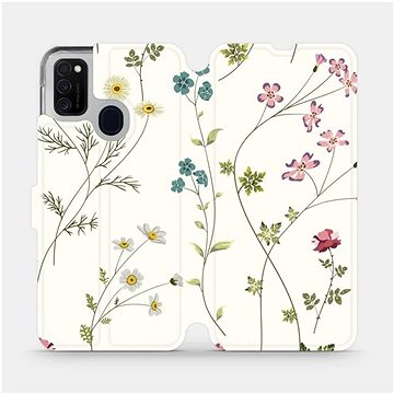 Flipové pouzdro na mobil Samsung Galaxy M21 - MD03S Tenké rostlinky s květy (5903516245192)