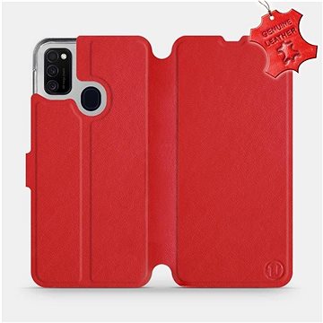 Flip pouzdro na mobil Samsung Galaxy M21 - Červené - kožené -   Red Leather