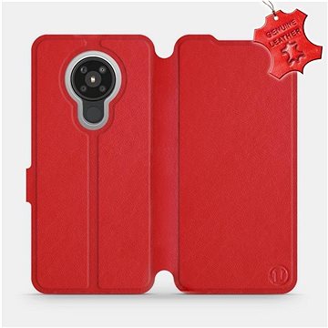 Flip pouzdro na mobil Nokia 5.3 - Červené - kožené - Red Leather (5903516260171)