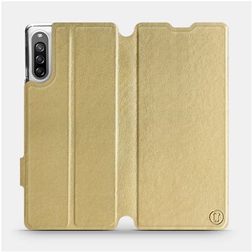Flipové pouzdro na mobil Sony Xperia L4 v provedení Gold&Orange s oranžovým vnitřkem (5903516263639)