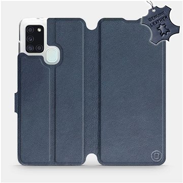 Flip pouzdro na mobil Samsung Galaxy A21S - Modré - kožené - Blue Leather (5903516287376)
