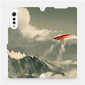 Flipové pouzdro na mobil LG Velvet - MA03P Oranžové letadlo v horách (5903516301911)