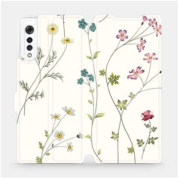 Flipové pouzdro na mobil LG Velvet - MD03S Tenké rostlinky s květy (5903516302055)