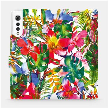 Flipové pouzdro na mobil LG Velvet - MG07S Pestrobarevné květy a listy (5903516302451)
