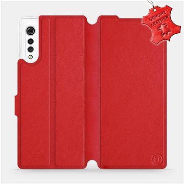 Flip pouzdro na mobil LG Velvet - Červené - kožené - Red Leather (5903516302628)