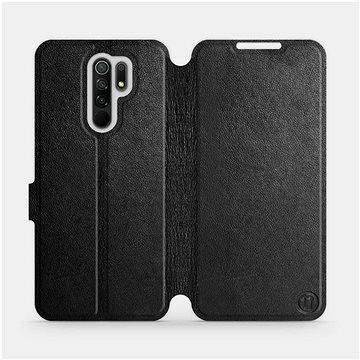 Flip pouzdro na mobil Xiaomi Redmi 9 - Černé - kožené - Black Leather (5903516313174)