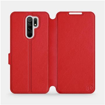 Flip pouzdro na mobil Xiaomi Redmi 9 - Červené - kožené - Red Leather (5903516313198)