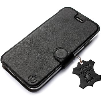 Flipové pouzdro na mobil Xiaomi Redmi 9A - Černé - kožené - Black Leather (5903516320448)