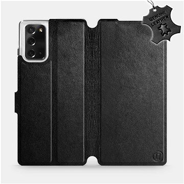 Flipové pouzdro na mobil Samsung Galaxy Note 20 - Černé - kožené - Black Leather (5903516332526)