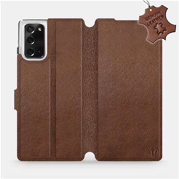 Flipové pouzdro na mobil Samsung Galaxy Note 20 - Hnědé - kožené - Brown Leather (5903516332533)
