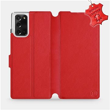 Flipové pouzdro na mobil Samsung Galaxy Note 20 - Červené - kožené - Red Leather (5903516332540)