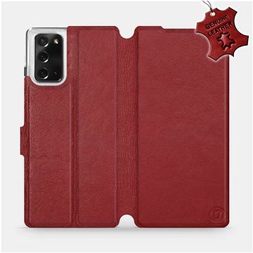 Flipové pouzdro na mobil Samsung Galaxy Note 20 - Tmavě červené - kožené - Dark Red Leather (5903516332557)