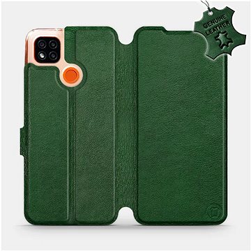 Flipové pouzdro na mobil Xiaomi Redmi 9C - Zelené - kožené - Green Leather (5903516335596)