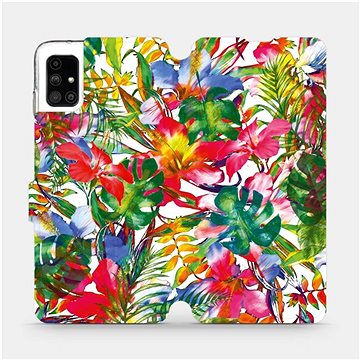 Flipové pouzdro na mobil Samsung Galaxy M51 - MG07S Pestrobarevné květy a listy (5903516365609)