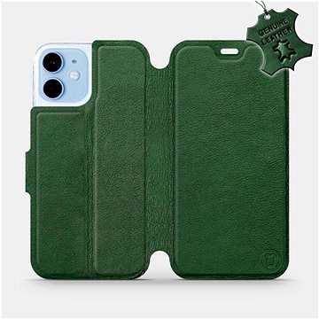 Flipové pouzdro na mobil Apple iPhone 12 mini - Zelené - kožené - Green Leather (5903516373352)