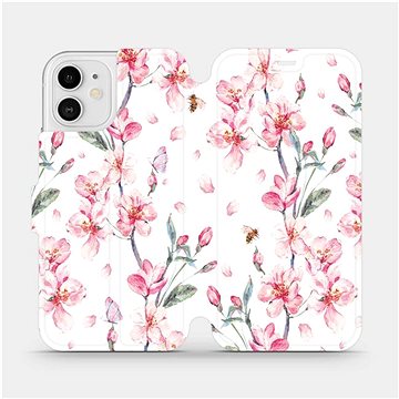 Flipové pouzdro na mobil Apple iPhone 12 - M124S Růžové květy (5903516374007)