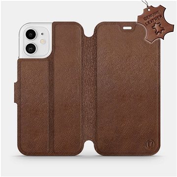 Flipové pouzdro na mobil Apple iPhone 12 - Hnědé - kožené - Brown Leather (5903516374823)