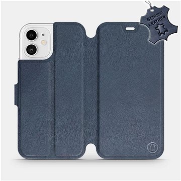 Flipové pouzdro na mobil Apple iPhone 12 - Modré - kožené - Blue Leather (5903516374854)
