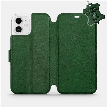 Flipové pouzdro na mobil Apple iPhone 12 - Zelené - kožené - Green Leather (5903516374861)