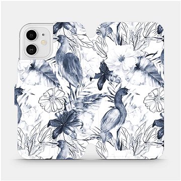 Flipové pouzdro na mobil Apple iPhone 12 - MX09S Modravé květy (5903516375158)