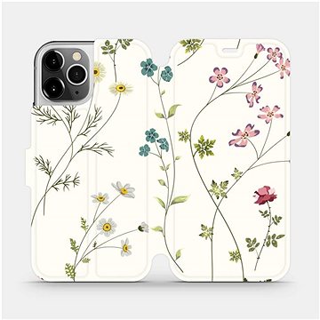 Flipové pouzdro na mobil Apple iPhone 12 Pro - MD03S Tenké rostlinky s květy (5903516375776)