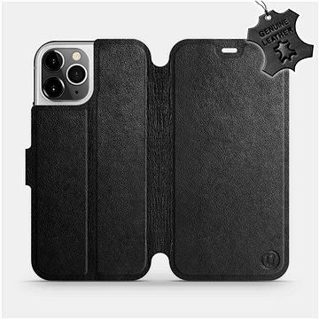 Flipové pouzdro na mobil Apple iPhone 12 Pro - Černé - kožené - Black Leather (5903516376322)