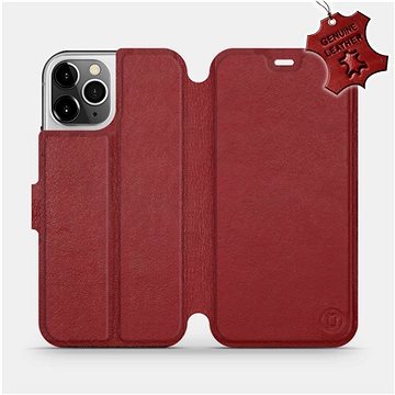 Flipové pouzdro na mobil Apple iPhone 12 Pro - Tmavě červené - kožené - Dark Red Leather (5903516376353)