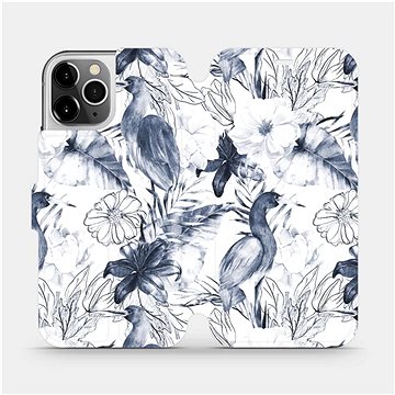 Flipové pouzdro na mobil Apple iPhone 12 Pro - MX09S Modravé květy (5903516376667)