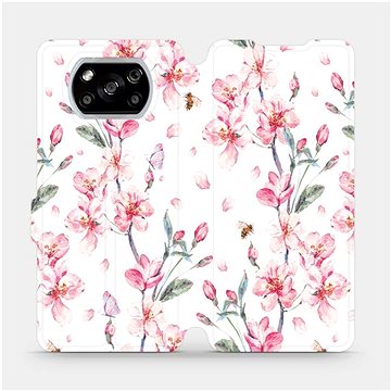 Flipové pouzdro na mobil Xiaomi POCO X3 NFC - M124S Růžové květy (5903516392469)