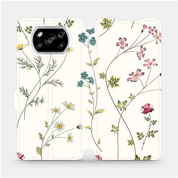 Flipové pouzdro na mobil Xiaomi POCO X3 NFC - MD03S Tenké rostlinky s květy (5903516392728)