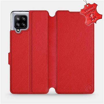 Flipové pouzdro na mobil Samsung Galaxy A42 5G - Červené - kožené - Red Leather (5903516404087)