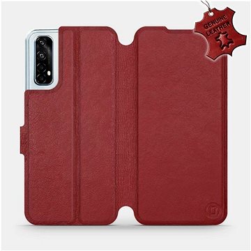 Flipové pouzdro na mobil Realme 7 - Tmavě červené - kožené - Dark Red Leather (5903516410132)