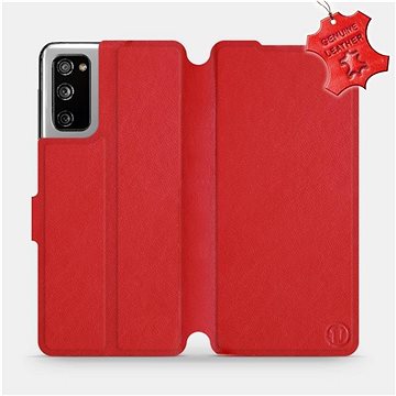Flipové pouzdro na mobil Samsung Galaxy S20 FE - Červené - kožené - Red Leather (5903516466979)