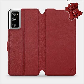 Flipové pouzdro na mobil Samsung Galaxy S20 FE - Tmavě červené - kožené - Dark Red Leather (5903516466986)