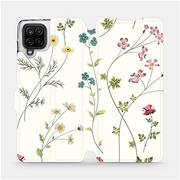 Flipové pouzdro na mobil Samsung Galaxy A12 - MD03S Tenké rostlinky s květy (5903516612963)