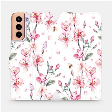 Flipové pouzdro na mobil Samsung Galaxy S21 5G - M124S Růžové květy (5903516616183)