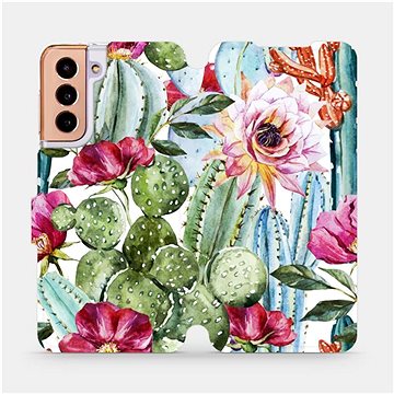 Flipové pouzdro na mobil Samsung Galaxy S21 5G - MG09S Kaktusy a květy (5903516616862)