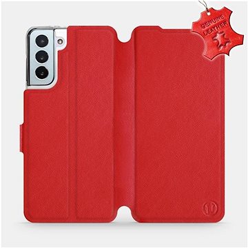 Flip pouzdro na mobil Samsung Galaxy S21 Plus 5G - Červené - kožené - Red Leather (5903516618750)