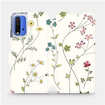Flipové pouzdro na mobil Xiaomi Redmi 9T - MD03S Tenké rostlinky s květy (5903516623402)