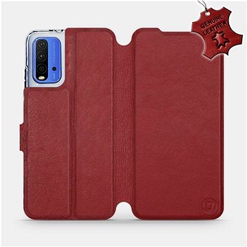 Flip pouzdro na mobil Xiaomi Redmi 9T - Tmavě červené - kožené - Dark Red Leather (5903516623983)