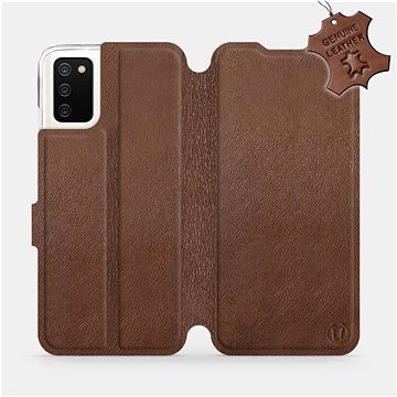 Kožené flip pouzdro Samsung Galaxy A02s - Hnědé - Brown Leather (5903516654741)