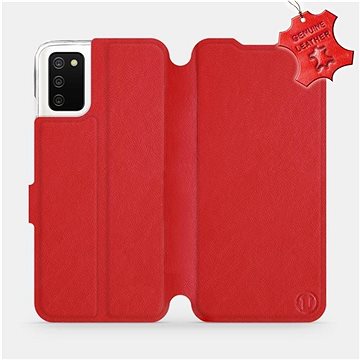 Kožené flip pouzdro Samsung Galaxy A02s - Červené - Red Leather (5903516654758)